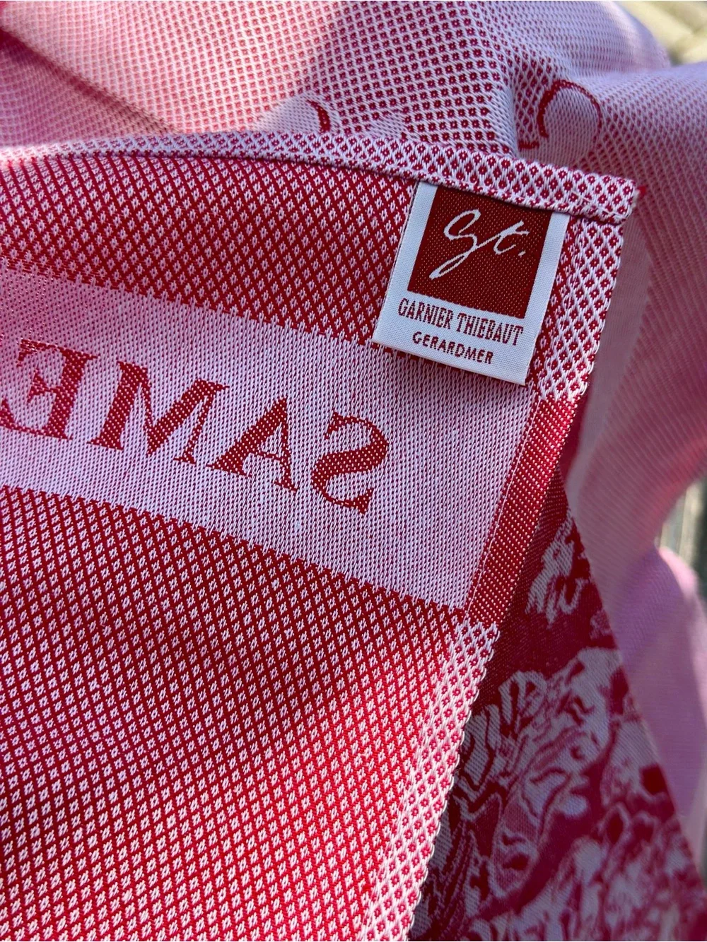 Garnier Thiebaut French Jacquard Tea Towel 22 by 32  Red Toile Cotton NWOT